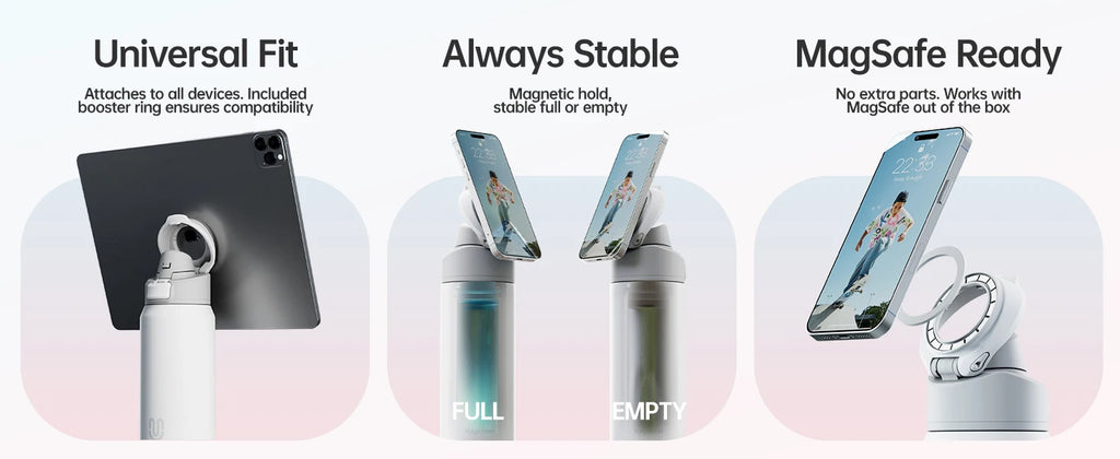 Sharp Basket Stainless Steel Magnetic Thermos Sports Water Bottle with Magnetic Phone Holder Bouncing cover Insulation Cup