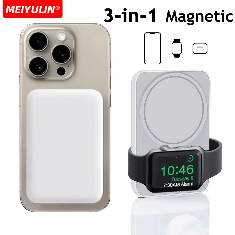 3in1 Wireless Magnetic Power Bank Portable