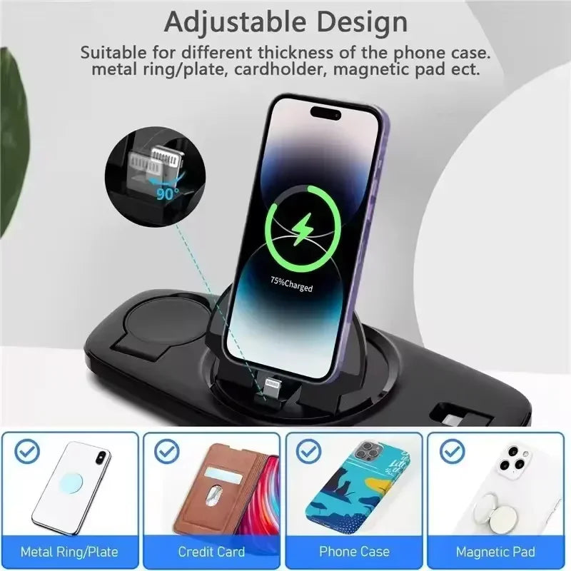 Sharp Basket Foldable 3-in-1 Wireless Charger Stand for iPhone