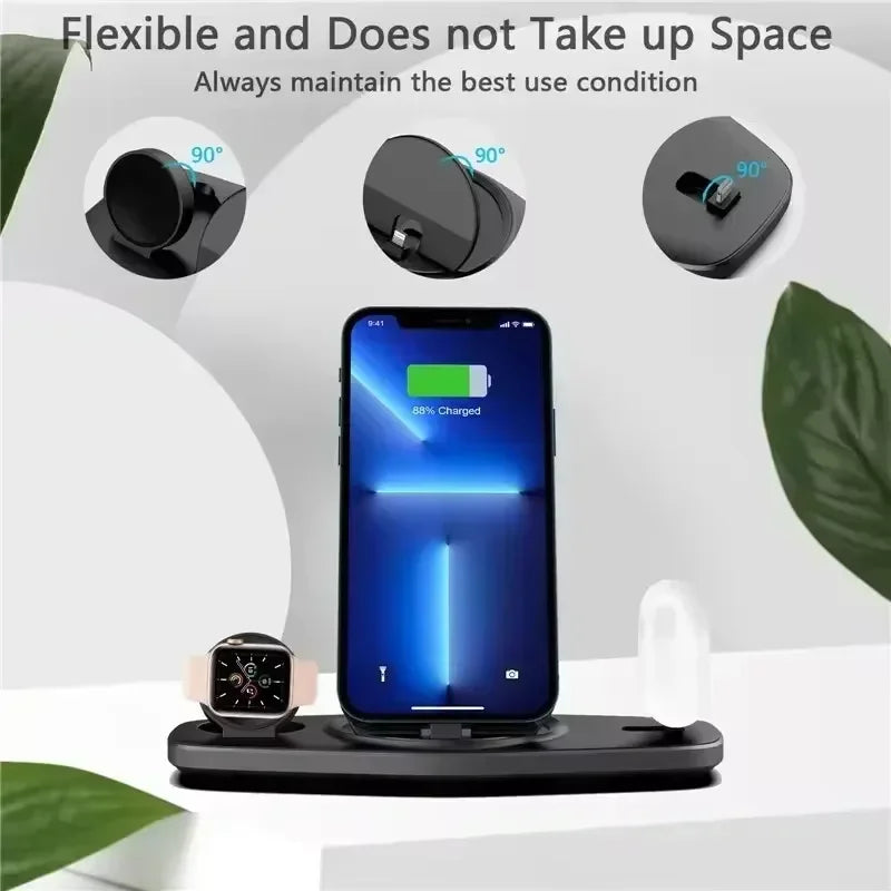 Sharp Basket Foldable 3-in-1 Wireless Charger Stand for iPhone