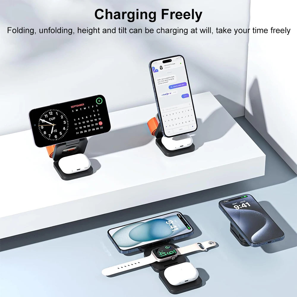 3 in 1 Foldable Magnetic Wireless Charging Station for iPhone