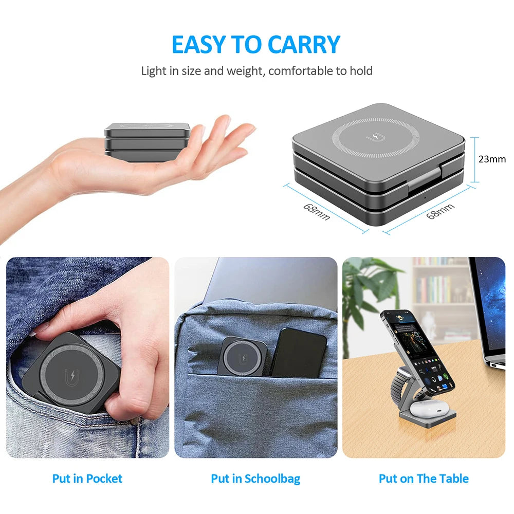 3 in 1 Foldable Magnetic Wireless Charging Station for iPhone