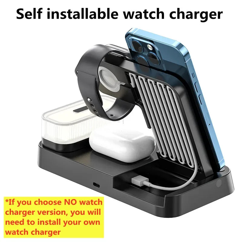 30W 3 In 1 Wireless Charger Stand Pad Alarm Clock