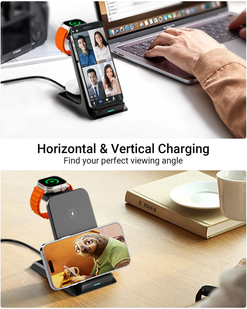 KPON 3 in 1 Wireless Charger Stand For iPhone