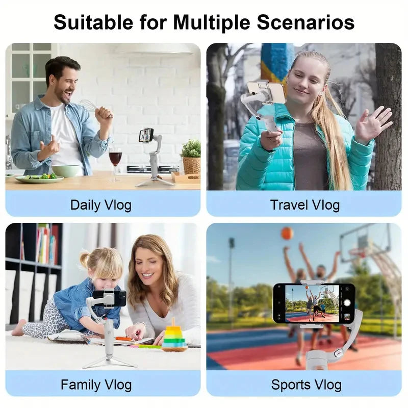W&O M01 3-Axis Mobile Phone Gimbal Stabilizer Handheld Selfie Stick for iPhone Xiaomi Android IOS Smartphone Tripod Stand